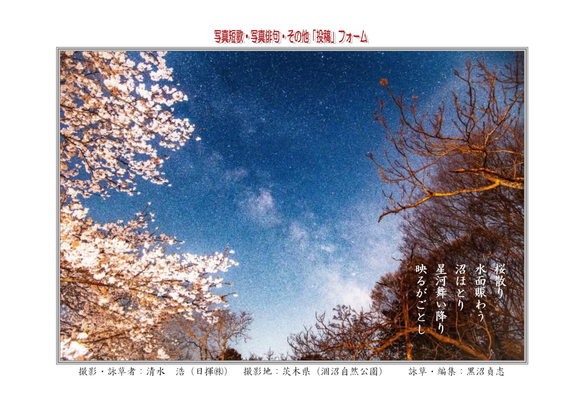 桜散り水面賑わう沼ほとり星河舞い降り映るがごとし